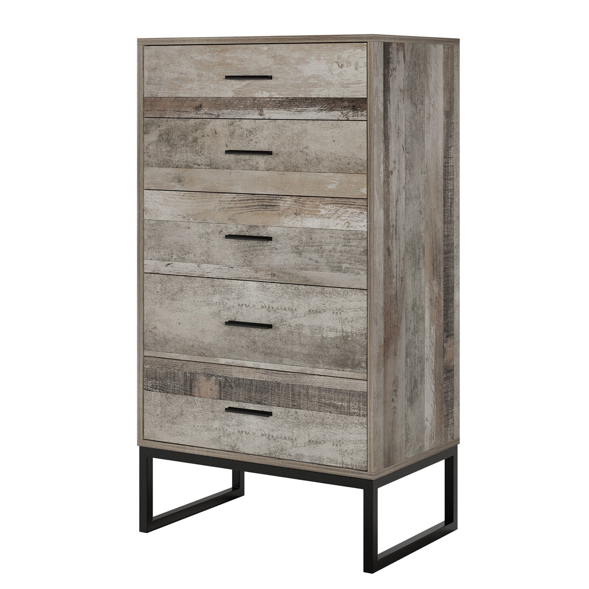 HOMECHO Dresser for Bedroom Storage Cabinet with 5 Drawers Home Decor, Gray Finish