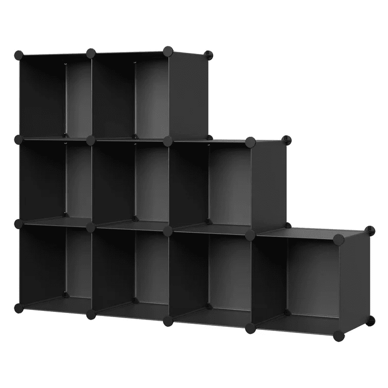 Homecho 9 Cube Storage Organizer, DIY Plastic Modular Closet Cabinet, Cube Organizer for Books Clothes Toys Shoes Arts, Black