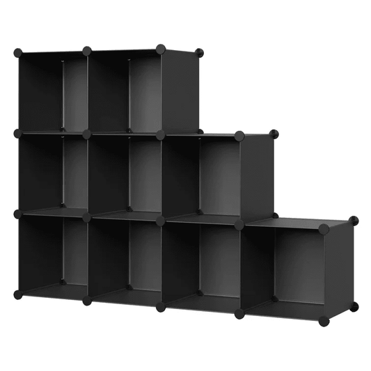 Homecho 9 Cube Storage Organizer, DIY Plastic Modular Closet Cabinet, Cube Organizer for Books Clothes Toys Shoes Arts, Black