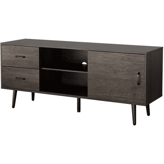 Homecho Modern TV Stand for TVs up to 60 inch, Wood Console Media Cabinet with Storage for Living Room, Bedroom, Brown